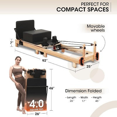 wooden foldable pilates reformer with box & jump board