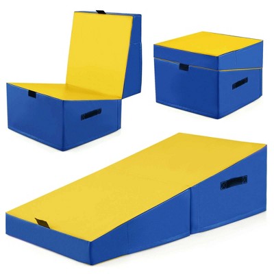 folding incline/tumbling mat, non-slip PVC, yellow