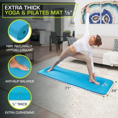 1/2\" extra-thick yoga & pilates mat, aqua
