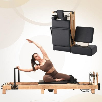 wooden foldable pilates reformer with box & jump board