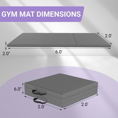 Tri-fold exercise mat with carry handle (light)