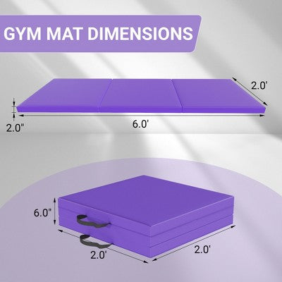 Tri-fold exercise mat with carry handle (light)