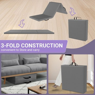 Tri-fold exercise mat with carry handle (light)