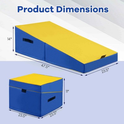 folding incline/tumbling mat, non-slip PVC, yellow