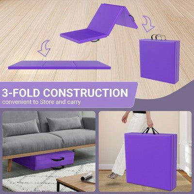 Tri-fold exercise mat with carry handle (light)