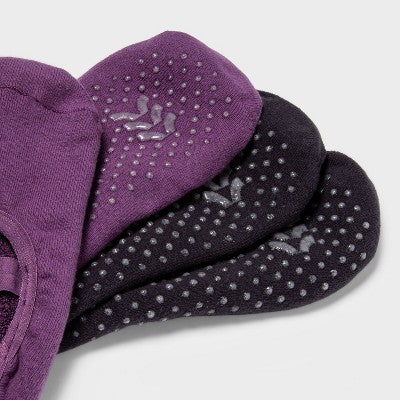 Grip barre liner socks 2-pack, brown/purple