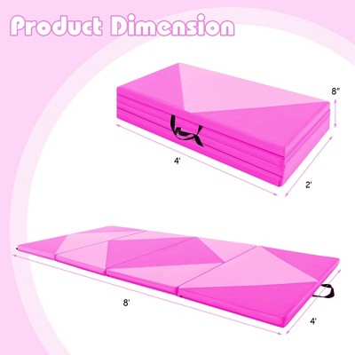 8 ft x 4 ft x 2\" folding gymnastics mat, pink