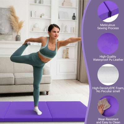 Tri-fold exercise mat with carry handle (light)