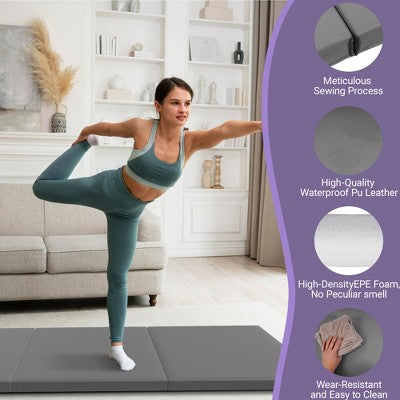 Tri-fold exercise mat with carry handle (light)