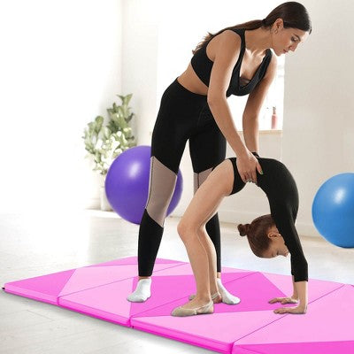 8 ft x 4 ft x 2\" folding gymnastics mat, pink
