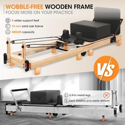 wooden foldable pilates reformer with box & jump board