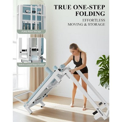 foldable reformer with music-wire springs, jump board & box